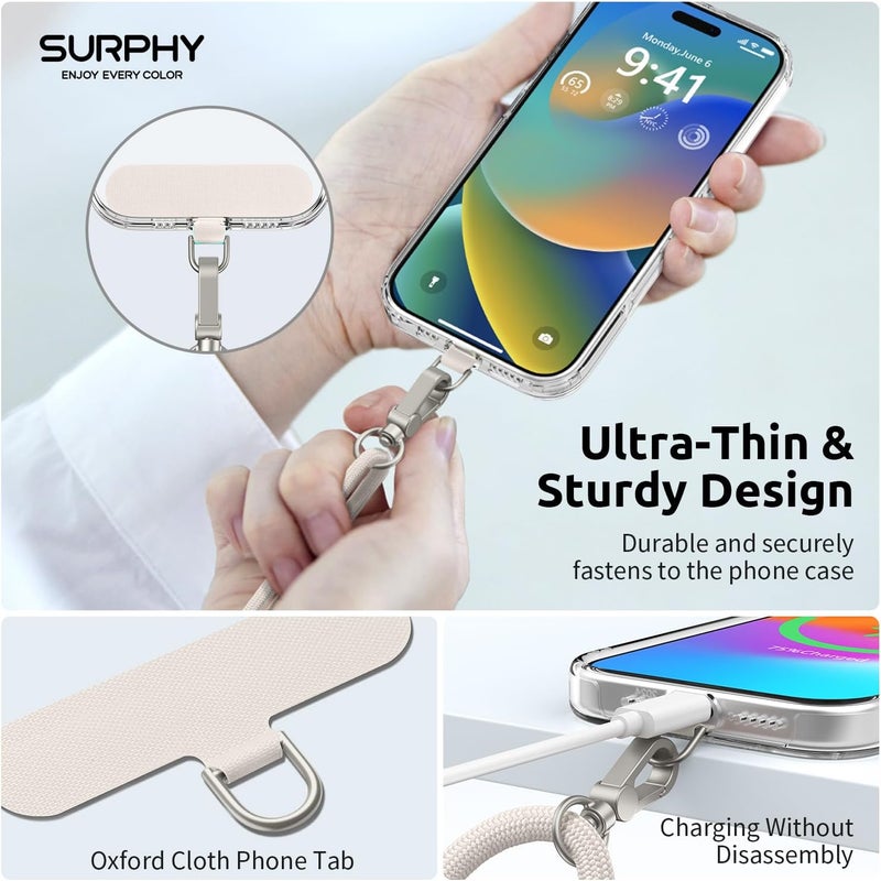 SURPHY Phone Lanyard, Adjustable Phone Strap Crossbody with 2 Pack Cell Phone Tether Tab, Premium Metal Buckles, Skin-Friendly, Universal Cell Phone Lanyard Crossbody for Women and Men, Stone - Image 4